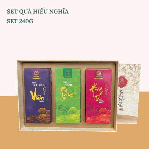TẾT HIẾU NGHĨA 2 (COMBO MIX 3/SET BA: VIÊN + THỨC + HỒNG TRÀ THƯỢNG HẠNG - 240G)