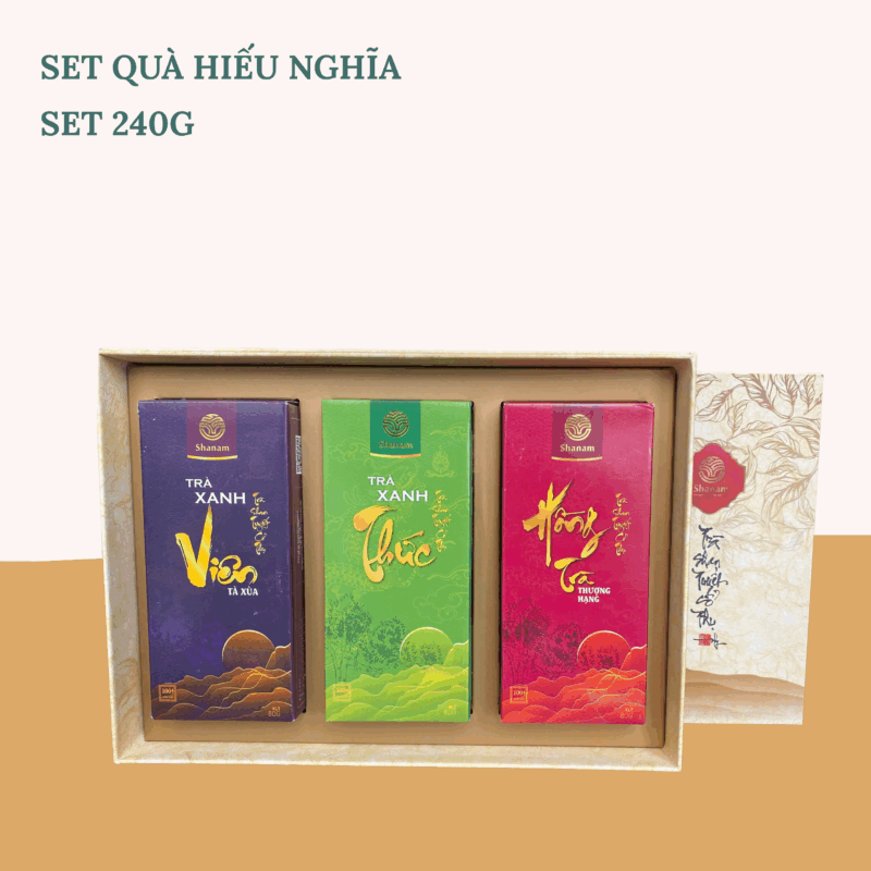 TẾT HIẾU NGHĨA 2 (COMBO MIX 3/SET BA: VIÊN + THỨC + HỒNG TRÀ THƯỢNG HẠNG - 240G)
