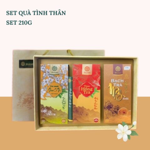 SÉT QUÀ: TẾT TÌNH THÂN (SET MIX BA: THẢO HỒNG TRÀ TÚI LỌC HỘP 80G +BẠCH TRÀ MÂY 50G+ TRÀ XANH ƯỚP NHÀI TÚI LỌC HỘP 80G)