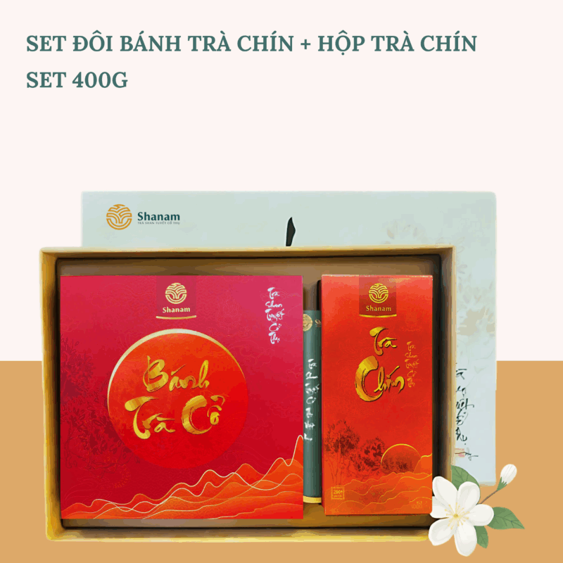 SÉT MIX TRÀ CHÍN BÁNH + RỜI ( BÁNH TRÀ CHÍN 2022 YÊN BÁI 1 TÔM 3 LÁ ,300G + HỘP TRÀ CHÍN)